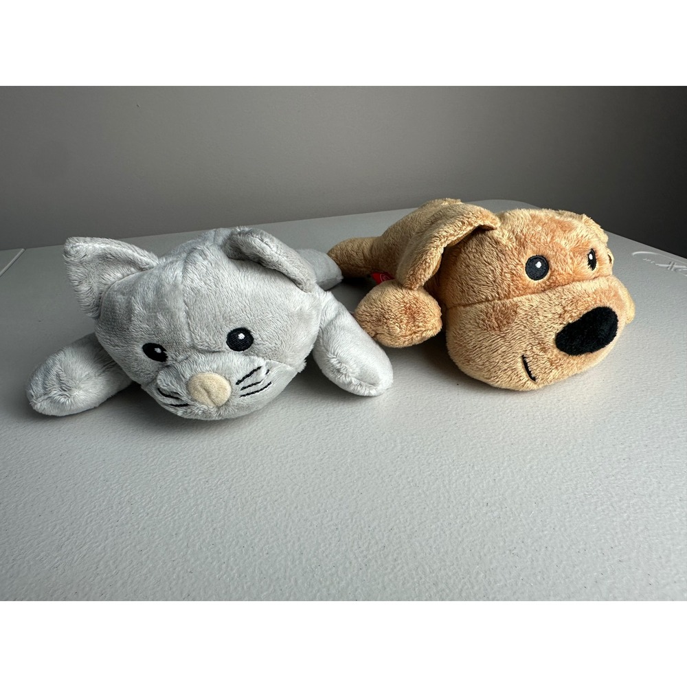 Melissa & Doug Plush Stuffed Animal Set Gray Cat Tan Puppy Dog Floppy 9 Inch
